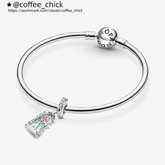 Pandora Disney Beauty and the Beast Enchanted Rose Dangle Charm - Picture 4 of 6